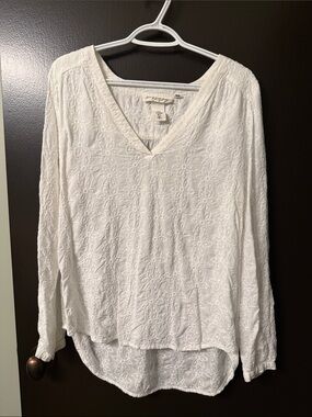 H&M White Embroidered V-Neck Long Sleeve Tunic